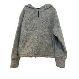 PrAna fleece grey hooded zip up jacket sz S outdoors cozy warm #1787